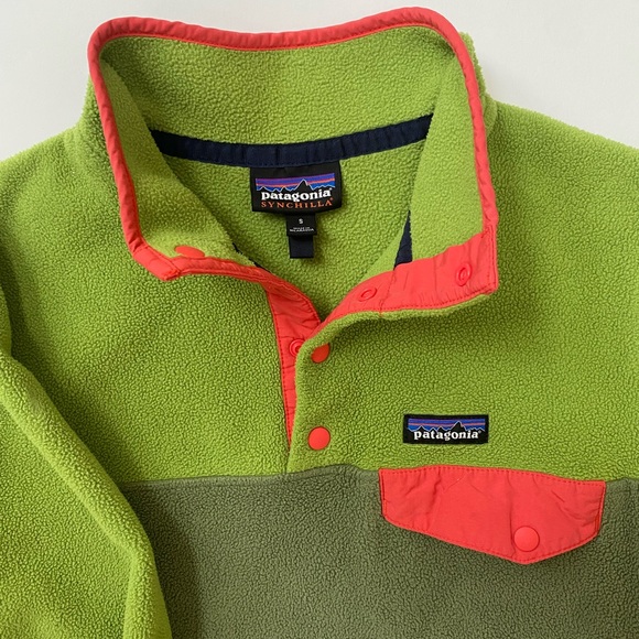 Patagonia Synchilla Snap T - Green & Pink - Picture 1 of 4